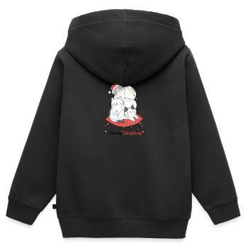 Miau Weihnachten - Kinder Premium Organic Zip Hoodie - Schwarz - Hinten - AI Model Kid Male (0cm)