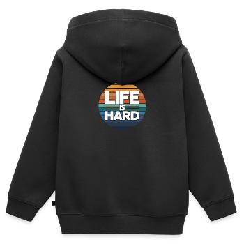 Das Leben Ist Hart - Kinder Premium Organic Zip Hoodie - Schwarz - Hinten - AI Model Kid Male (0cm)