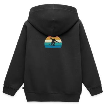Snowboarden Retro Vintage Snowboard Silhouette - Kinder Premium Organic Zip Hoodie - Schwarz - Hinten - AI Model Kid Male (0cm)