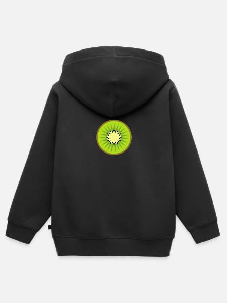 kiwi - Premium børne zip-hættetrøje økologisk - sort