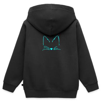Chats chat mignon - Sweat Premium à capuche zippé enfant bio - noir - Dos - AI Model Kid Male (0cm)