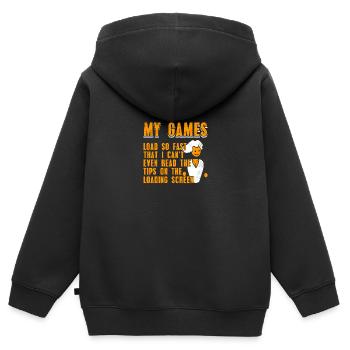 Mes jeux chargent si rapidement les courses PC Master - Sweat Premium à capuche zippé enfant bio - noir - Dos - AI Model Kid Male (0cm)