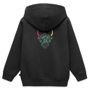 Highland Cow Animal Print Colorful Cow Lover Gift - Kinder Premium Organic Zip Hoodie - Schwarz - Hinten - AI Model Kid Male (0cm)