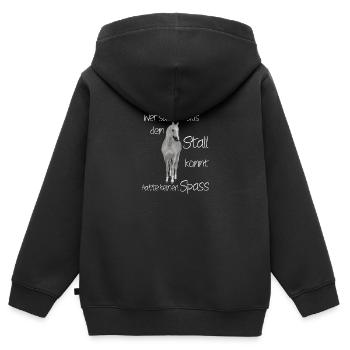 reiten Pferd Liebe Reiterin Pferde Pferdesprüche - Kinder Premium Organic Zip Hoodie - Schwarz - Hinten - AI Model Kid Male (0cm)