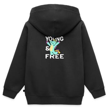 Jung und frei - Kinder Premium Organic Zip Hoodie - Schwarz - Hinten - AI Model Kid Male (0cm)