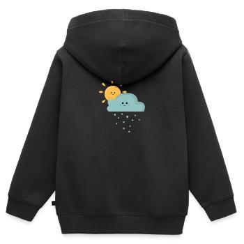 Printemps fleurs de printemps soleil pluie - Sweat Premium à capuche zippé enfant bio - noir - Dos - AI Model Kid Male (0cm)