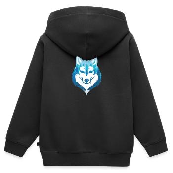 Hund Wölfe Rudel Tiere Wald Märchen Jäger - Kinder Premium Organic Zip Hoodie - Schwarz - Hinten - AI Model Kid Male (0cm)