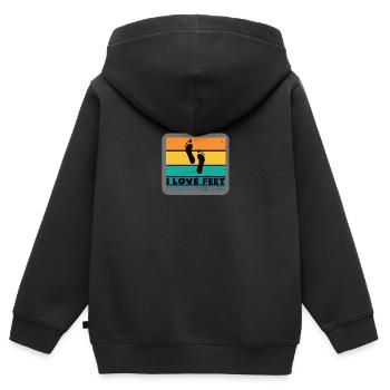 J'aime les pieds pieds fétichisme des pieds rétro vintage - Sweat Premium à capuche zippé enfant bio - noir - Dos - AI Model Kid Male (0cm)
