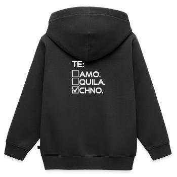 Techno confirmée - Sweat Premium à capuche zippé enfant bio - noir - Dos - AI Model Kid Male (0cm)