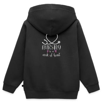 Infirmière soins hôpital soins infirmiers - Sweat Premium à capuche zippé enfant bio - noir - Dos - AI Model Kid Male (0cm)