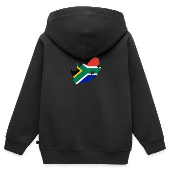 Afrique du Sud - Drapeau de l’Afrique du Sud - Afrique du Sud - Sweat Premium à capuche zippé enfant bio - noir - Dos - AI Model Kid Male (0cm)