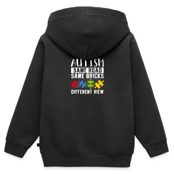 Autism Same Road Same Bricks - Kinder Premium Organic Zip Hoodie - Schwarz - Hinten - AI Model Kid Male (0cm)