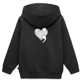 Sensibilisation au suicide - Prévention du suicide - Coeur - Sweat Premium à capuche zippé enfant bio - noir - Dos - AI Model Kid Male (0cm)