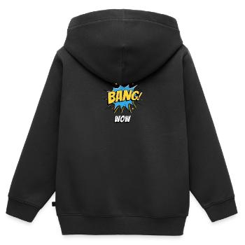 Comic Cartoon Comics WOW! Bulle de discours de ballon - Sweat Premium à capuche zippé enfant bio - noir - Dos - AI Model Kid Male (0cm)