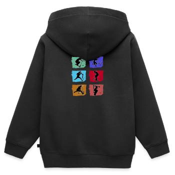 Trottinette acrobatique skater trottinette acrobatique trottinette acrobatique - Sweat Premium à capuche zippé enfant bio - noir - Dos - AI Model Kid Male (0cm)
