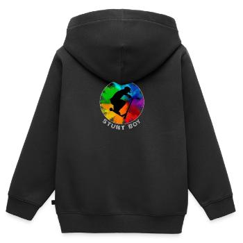 Stunt Boy Scooter Stunt Skater Kick Scooter Enfants - Sweat Premium à capuche zippé enfant bio - noir - Dos - AI Model Kid Male (0cm)