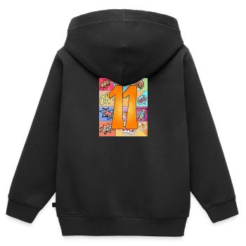 Enfants 11e anniversaire 11 ans Years Comics Style - Sweat Premium à capuche zippé enfant bio - noir - Dos - AI Model Kid Male (0cm)