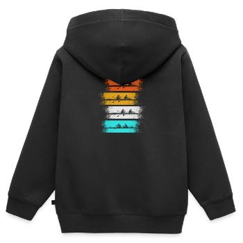 Rameurs Huitième bateau à rames vintage aviron - Sweat Premium à capuche zippé enfant bio - noir - Dos - AI Model Kid Male (0cm)