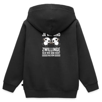 Zwillinge Geschwister Zwilling - Kinder Premium Organic Zip Hoodie - Schwarz - Hinten - AI Model Kid Male (0cm)