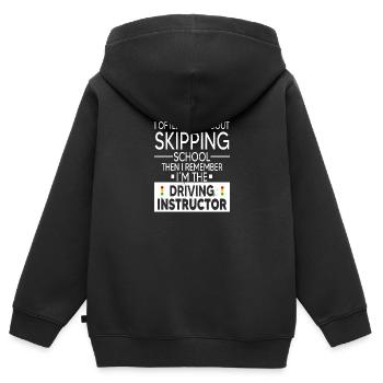 Auto-école Auto-conduite Permis de conduire Moniteur de conduite - Sweat Premium à capuche zippé enfant bio - noir - Dos - AI Model Kid Male (0cm)