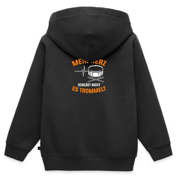 Trommel Trommler Trommeln Musikverein - Kinder Premium Organic Zip Hoodie - Schwarz - Hinten - AI Model Kid Male (0cm)