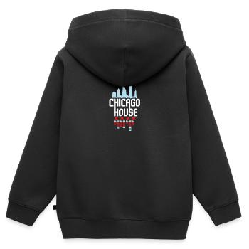 Chicago House Music Vintage DJ - Kinder Premium Organic Zip Hoodie - Schwarz - Hinten - AI Model Kid Male (0cm)