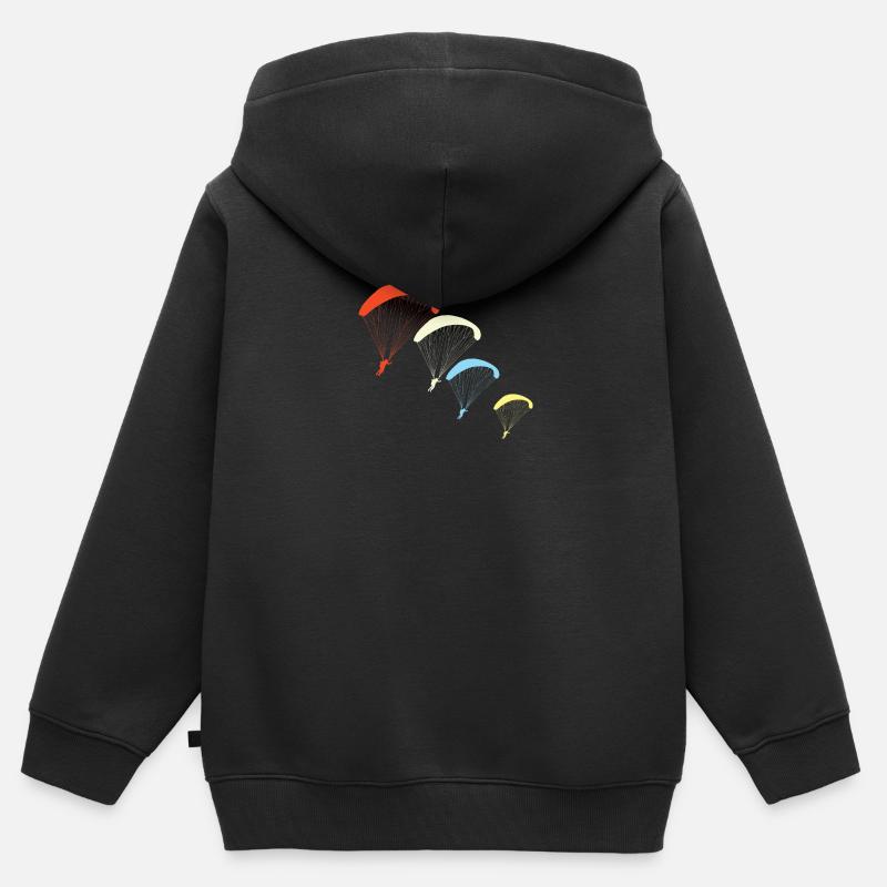 Parapente synchrone - Sweat Premium à capuche zippé enfant bio - noir