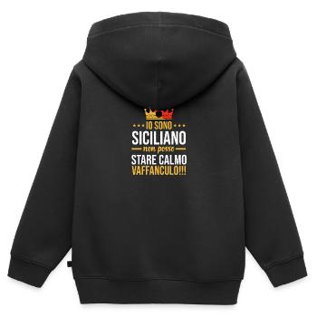 Siciliano Vaffanculo Sicilia - Kinder Premium Organic Zip Hoodie - Schwarz - Hinten - AI Model Kid Male (0cm)