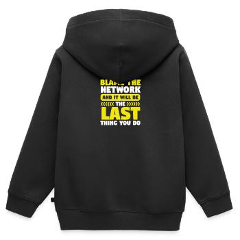 Network Engineer Blame the Network Computer - Kids Premium Organic Zip-up Hoodie - black - Back - AI Model Kid Male (0cm)