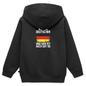 Deutscher Deutsch Deutschland Geschenk - Kinder Premium Organic Zip Hoodie - Schwarz - Hinten - AI Model Kid Male (0cm)