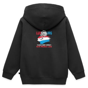 Luxemburg Luxemburgerin Luxemburger - Kinder Premium Organic Zip Hoodie - Schwarz - Hinten - AI Model Kid Male (0cm)