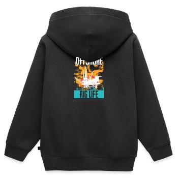 Oilfield Worker Drilling Roughneck - Kinder Premium Organic Zip Hoodie - Schwarz - Hinten - AI Model Kid Male (0cm)