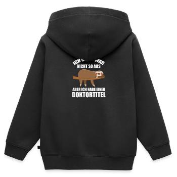 FaultierDoktorinDoktorandPromotion Doktortitel - Kinder Premium Organic Zip Hoodie - Schwarz - Hinten - AI Model Kid Male (0cm)