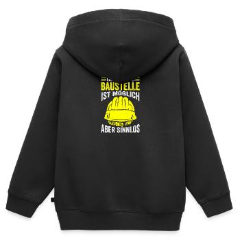 Bau Baustelle Bauarbeiter Handwerker Baustellen - Kinder Premium Organic Zip Hoodie - Schwarz - Hinten - AI Model Kid Male (0cm)