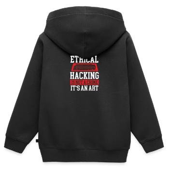 Ethical Hacking is not a Crime Online Cyber - Sweat Premium à capuche zippé enfant bio - noir - Dos - AI Model Kid Male (0cm)
