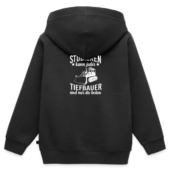 Tiefbauer Studieren Tiefbau Radlader - Kinder Premium Organic Zip Hoodie - Schwarz - Hinten - AI Model Kid Male (0cm)