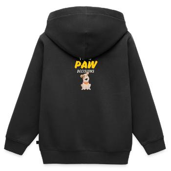Ich treffe Pfotenentscheidungen, ich treffe schlechte Entscheidungen Hundeliebhaber - Kinder Premium Organic Zip Hoodie - Schwarz - Hinten - AI Model Kid Male (0cm)