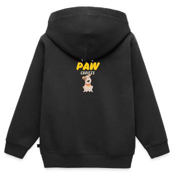 Ich treffe Pfotenentscheidungen, ich treffe schlechte Entscheidungen Hundeliebhaber - Kinder Premium Organic Zip Hoodie - Schwarz - Hinten - AI Model Kid Male (0cm)