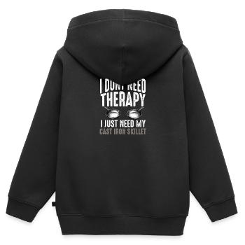 Poêle en fonte Lover Friture Poêle Drôle De Cuisson - Sweat Premium à capuche zippé enfant bio - noir - Dos - AI Model Kid Male (0cm)