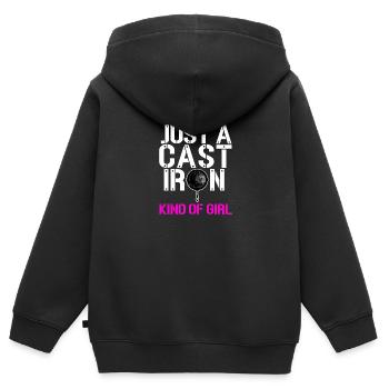 Poêle en fonte Lover Friture Poêle Drôle De Cuisson - Sweat Premium à capuche zippé enfant bio - noir - Dos - AI Model Kid Male (0cm)