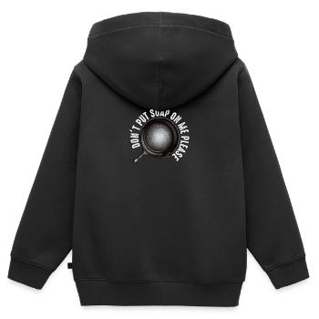Poêle en fonte Lover Friture Poêle Drôle De Cuisson - Sweat Premium à capuche zippé enfant bio - noir - Dos - AI Model Kid Male (0cm)