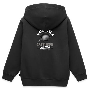 Poêle en fonte Lover Friture Poêle Drôle De Cuisson - Sweat Premium à capuche zippé enfant bio - noir - Dos - AI Model Kid Male (0cm)