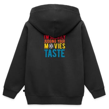 Filmkritiker, Kino, Filmfan, Liebhaber, lustiger Rezensent - Kinder Premium Organic Zip Hoodie - Schwarz - Hinten - AI Model Kid Male (0cm)