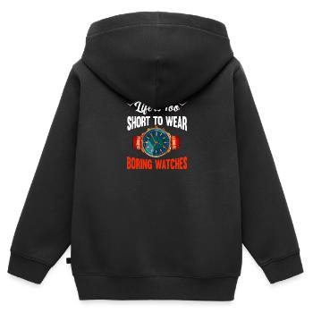 Horloger Collectionneur Horloger Collectionneur de montres - Sweat Premium à capuche zippé enfant bio - noir - Dos - AI Model Kid Male (0cm)
