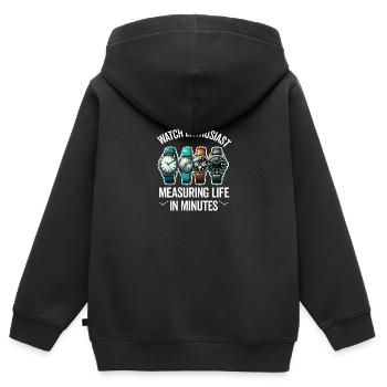 Horloger Collectionneur Horloger Collectionneur de montres - Sweat Premium à capuche zippé enfant bio - noir - Dos - AI Model Kid Male (0cm)