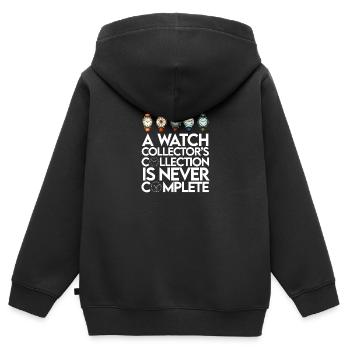 Horloger Collectionneur Horloger Collectionneur de montres - Sweat Premium à capuche zippé enfant bio - noir - Dos - AI Model Kid Male (0cm)