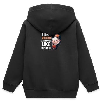 Horloger Collectionneur Horloger Collectionneur de montres - Sweat Premium à capuche zippé enfant bio - noir - Dos - AI Model Kid Male (0cm)