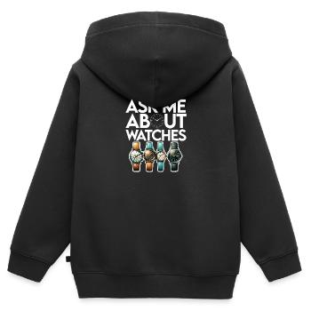 Horloger Collectionneur Horloger Collectionneur de montres - Sweat Premium à capuche zippé enfant bio - noir - Dos - AI Model Kid Male (0cm)