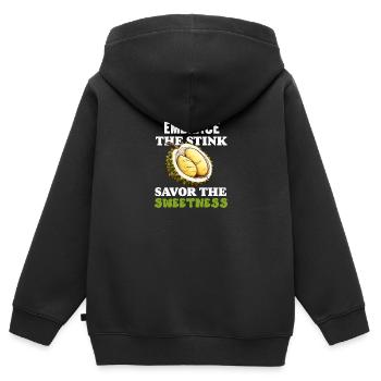 Durian Fruchtliebhaber Lustige Durio Zibethinus Männer - Kinder Premium Organic Zip Hoodie - Schwarz - Hinten - AI Model Kid Male (0cm)