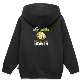 Durian Fruchtliebhaber Lustige Durio Zibethinus Männer - Kinder Premium Organic Zip Hoodie - Schwarz - Hinten - AI Model Kid Male (0cm)